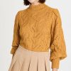 Turtle & Mock Necks * | Buy Veronica Beard Wilden Sweater Gold