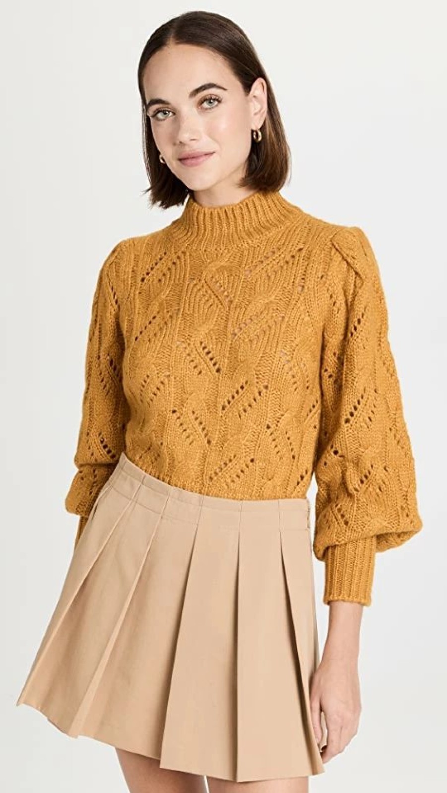 Turtle & Mock Necks * | Buy Veronica Beard Wilden Sweater Gold