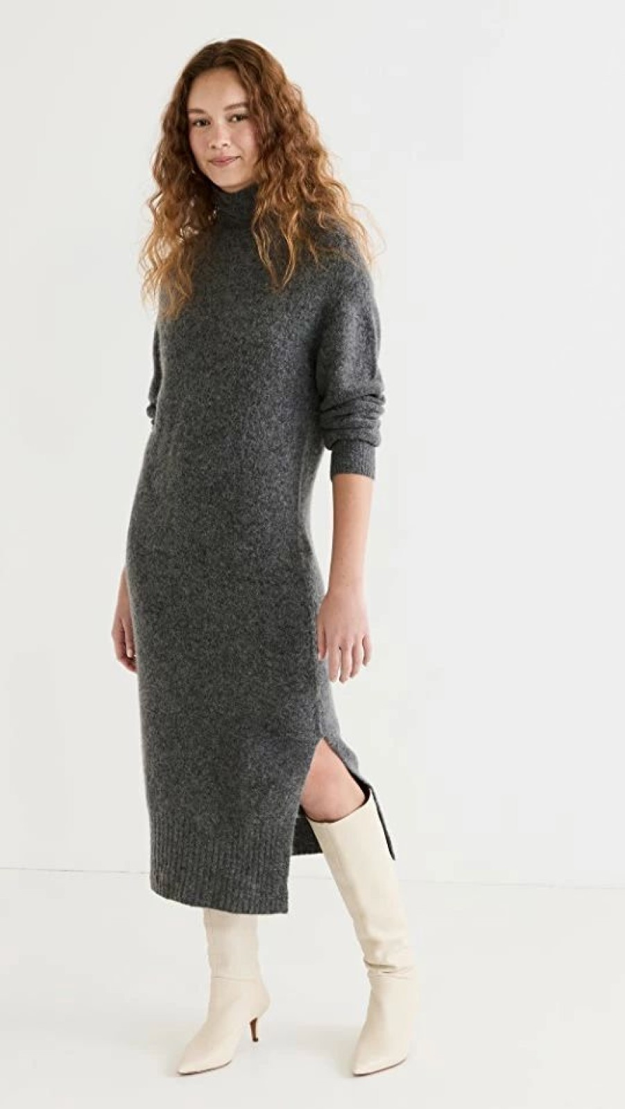 Turtle & Mock Necks * | Brand New Line Finley Sweater Dress Charcoal