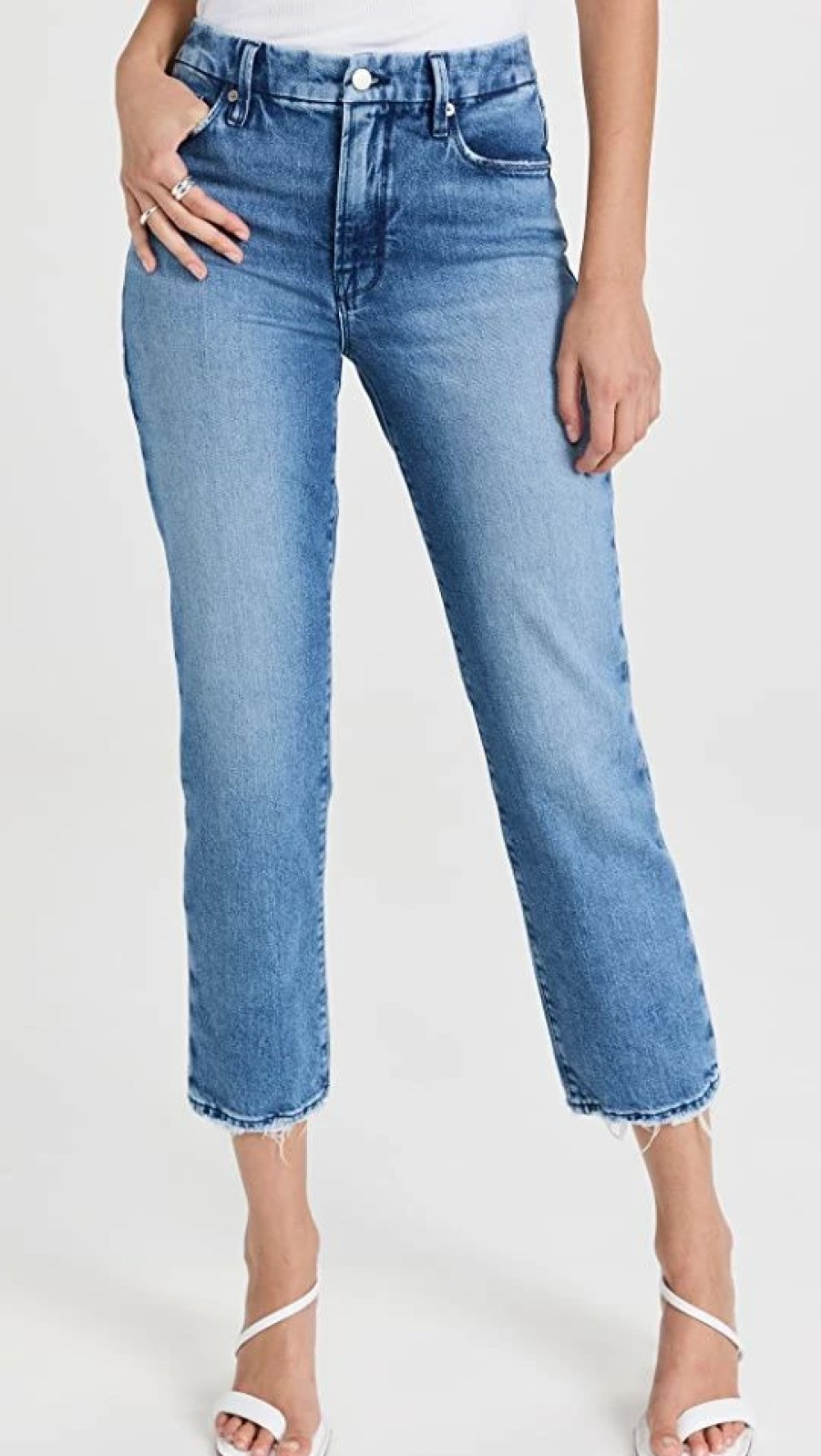 Distressed Jeans * | Promo Good American Good Icon Crop Jeans Indigo260