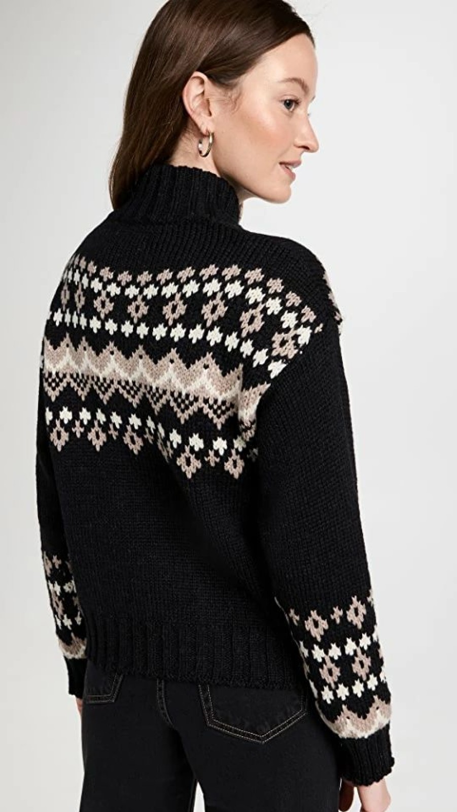 Turtle & Mock Necks * | Cheap Naadam Fair Isle Quarter Zip Sweater Black Combo