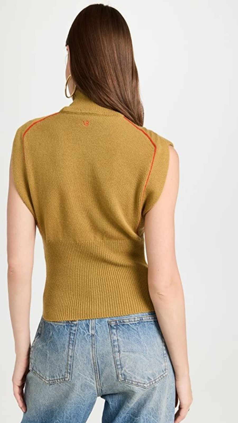 Turtle & Mock Necks * | Top 10 Victoria Beckham Sleeveless Turtleneck Sweater Olive