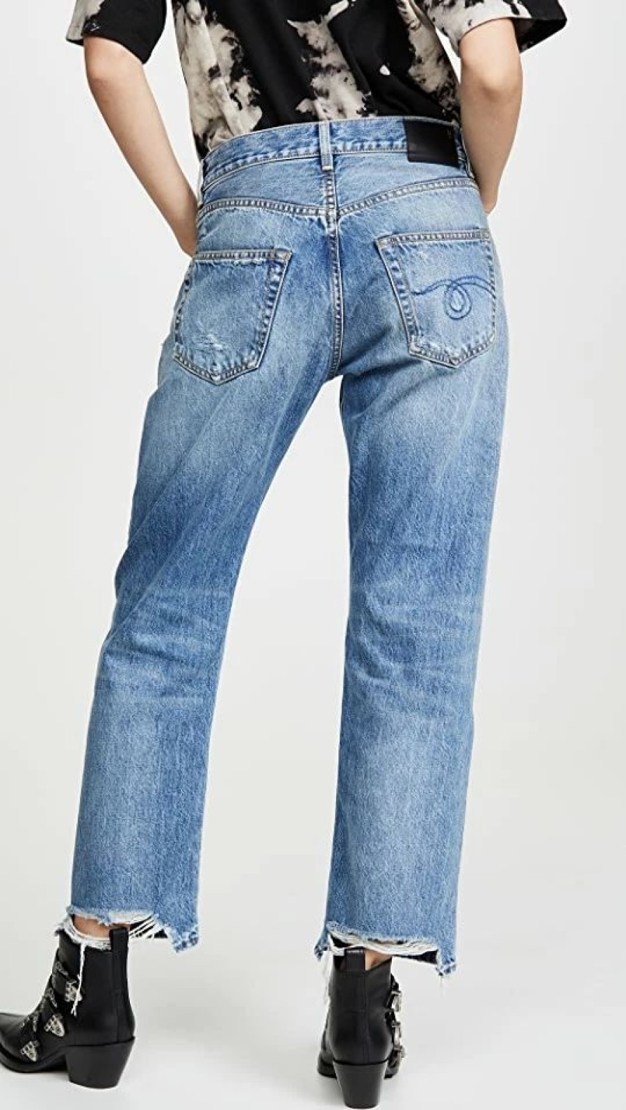 Distressed Jeans * | Hot Sale R13 Boyfriend Jeans Bain With Rips