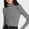 Turtle & Mock Necks * | Top 10 Veronica Beard Jean Cedar Turtleneck Sweater Black/Off-White