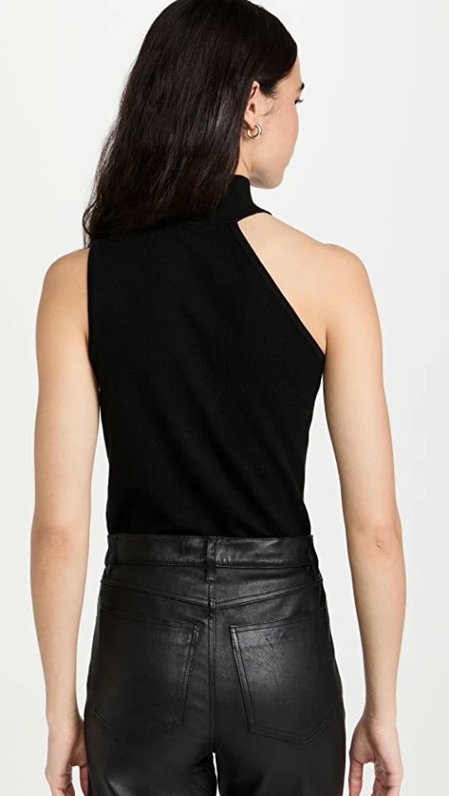 Turtle & Mock Necks * | Best Sale L'Agence Imani Mock Neck Knit Tank Black