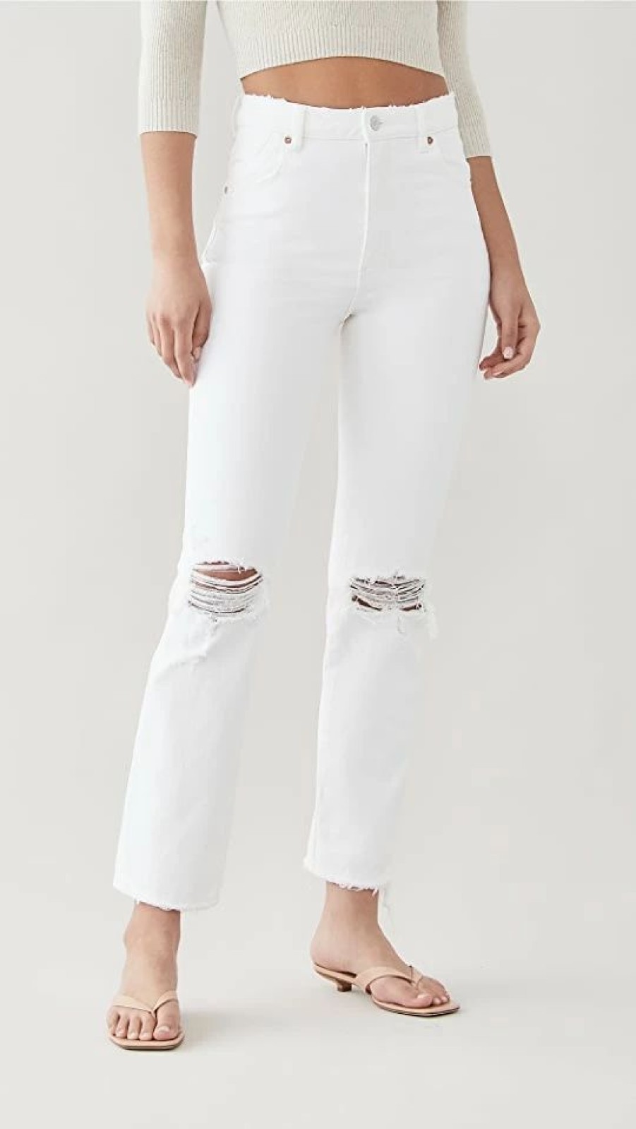 Distressed Jeans * | Best Reviews Of Rolla'S Original Straight Jeans Layla White