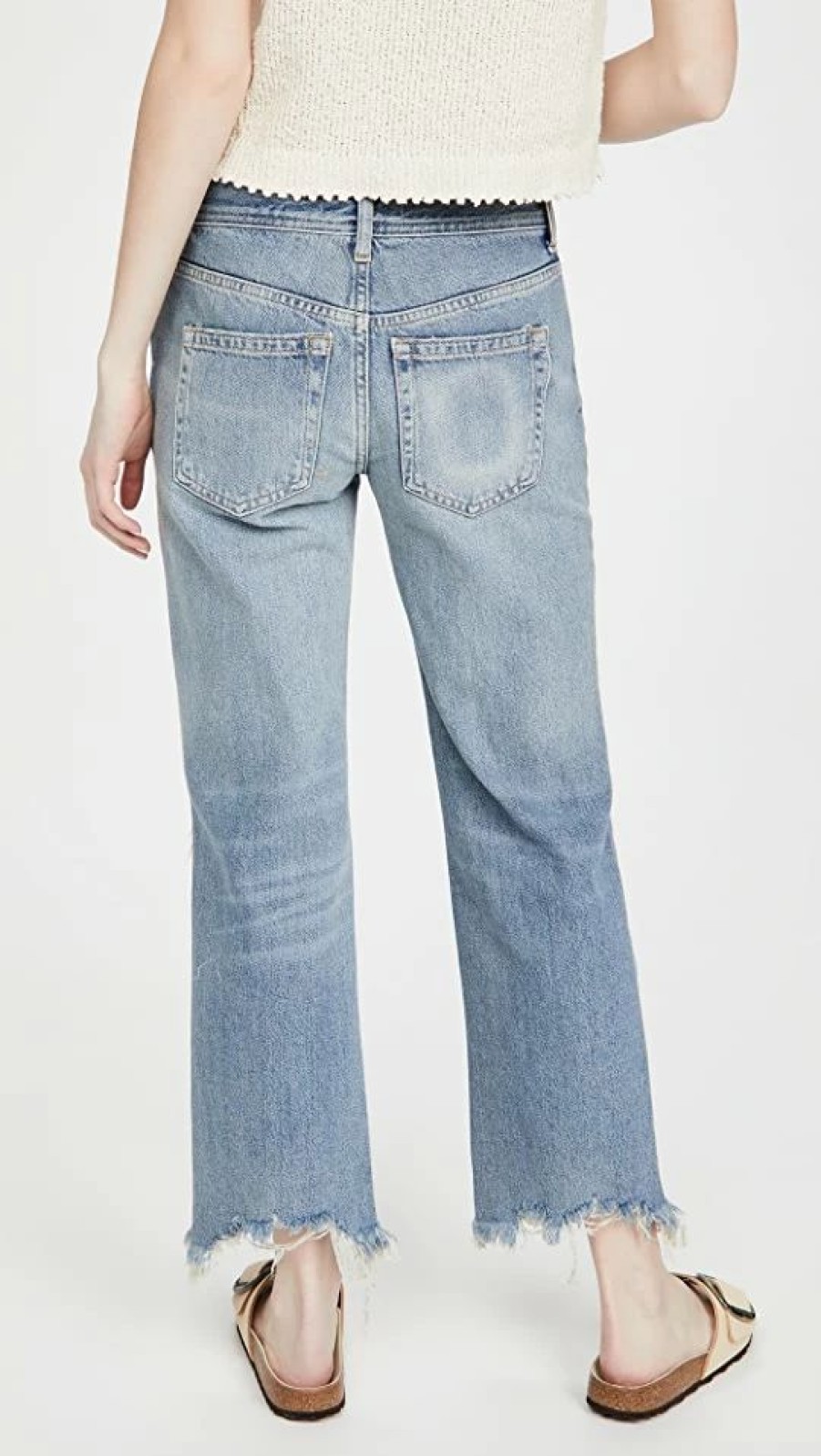 Distressed Jeans * | Best Reviews Of Free People Maggie Mid Rise Straight Jeans Aged To Perfection