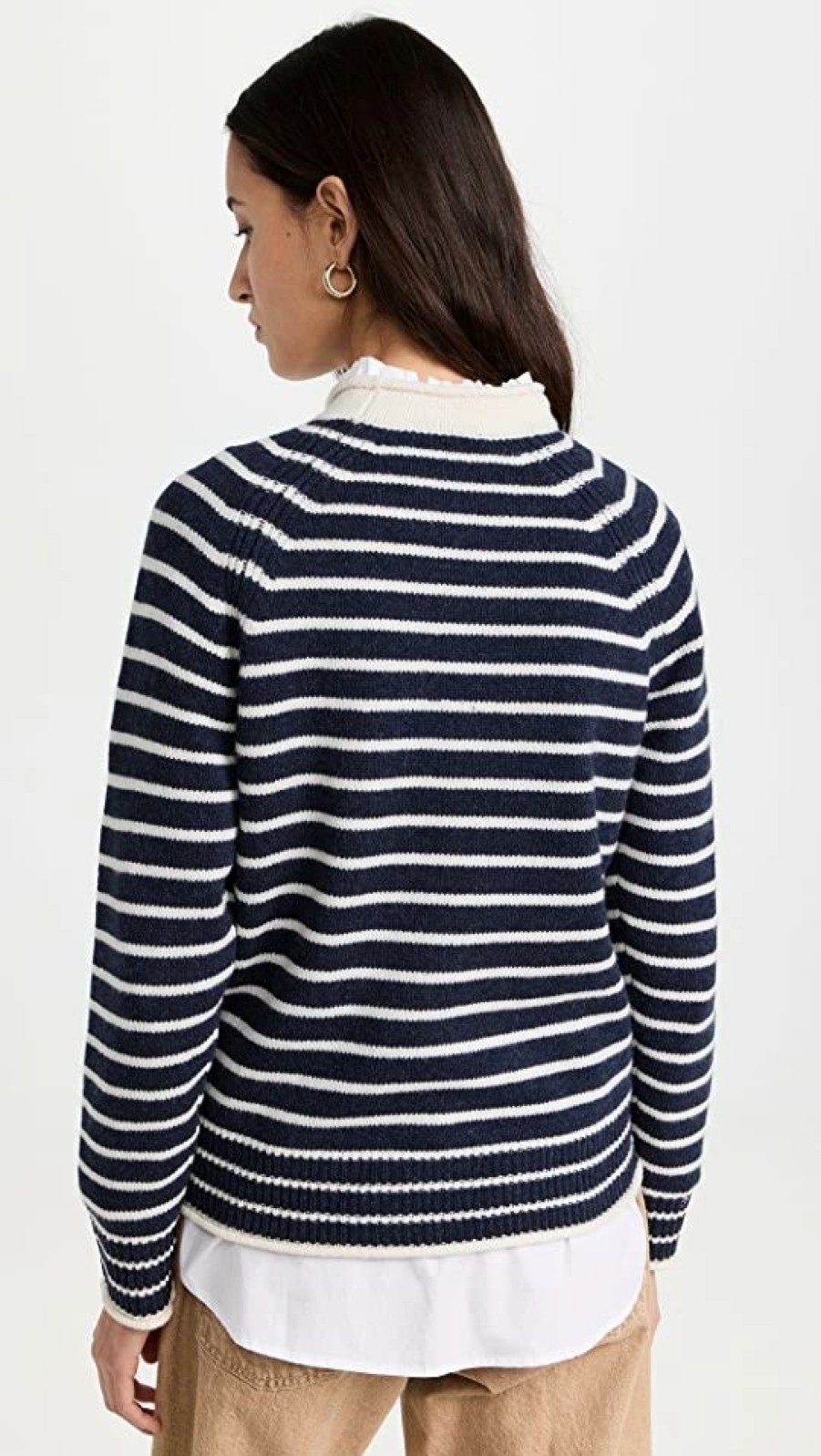 Turtle & Mock Necks * | Outlet Alex Mill Freja Sweater In Stripes Ivory/Indigo