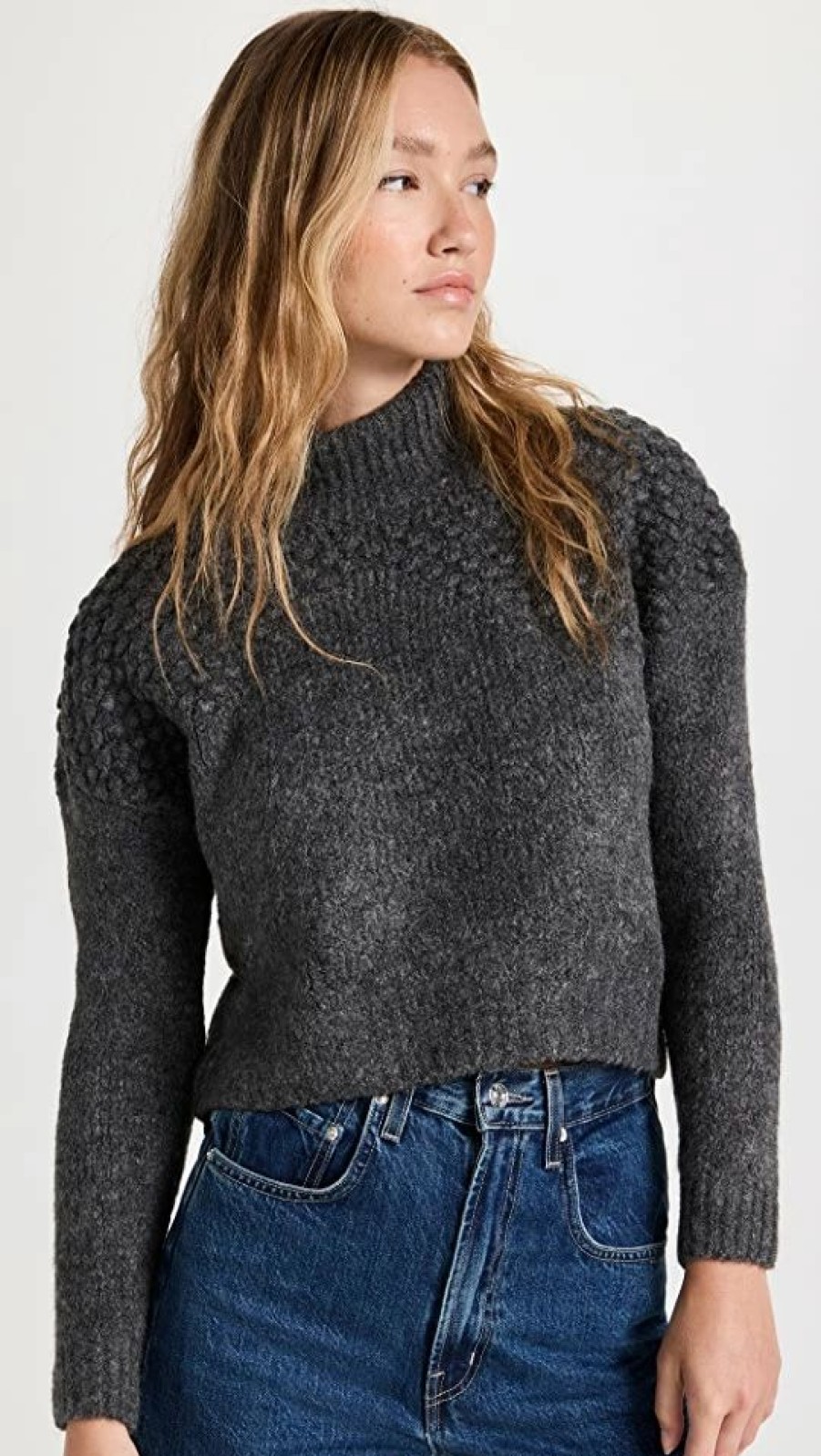 Turtle & Mock Necks * | Best Deal Free People Bradley Pullover Charcoal