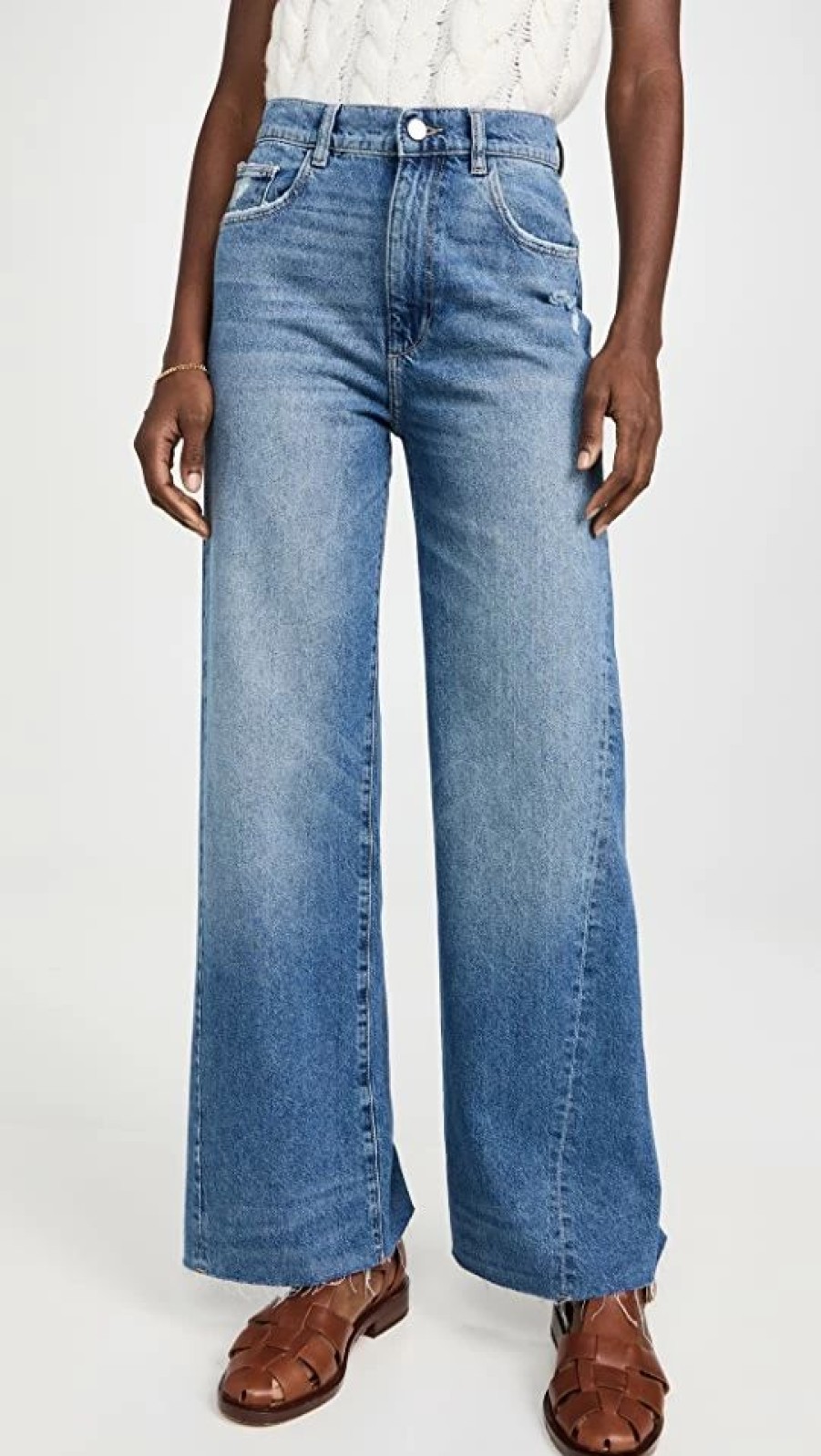 Distressed Jeans * | Budget Dl1961 Hepburn Wide Leg: High Rise Vintage Jeans Bedford Blue (Vintage)