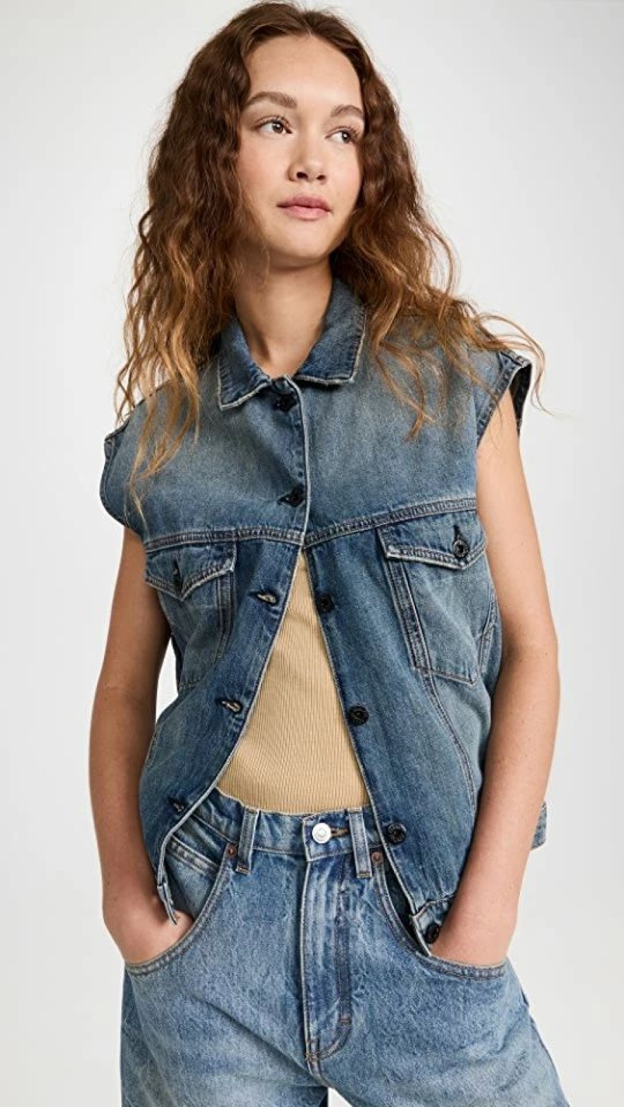 Jean Jackets * | Coupon Askk Ny Denim Vest Bogart