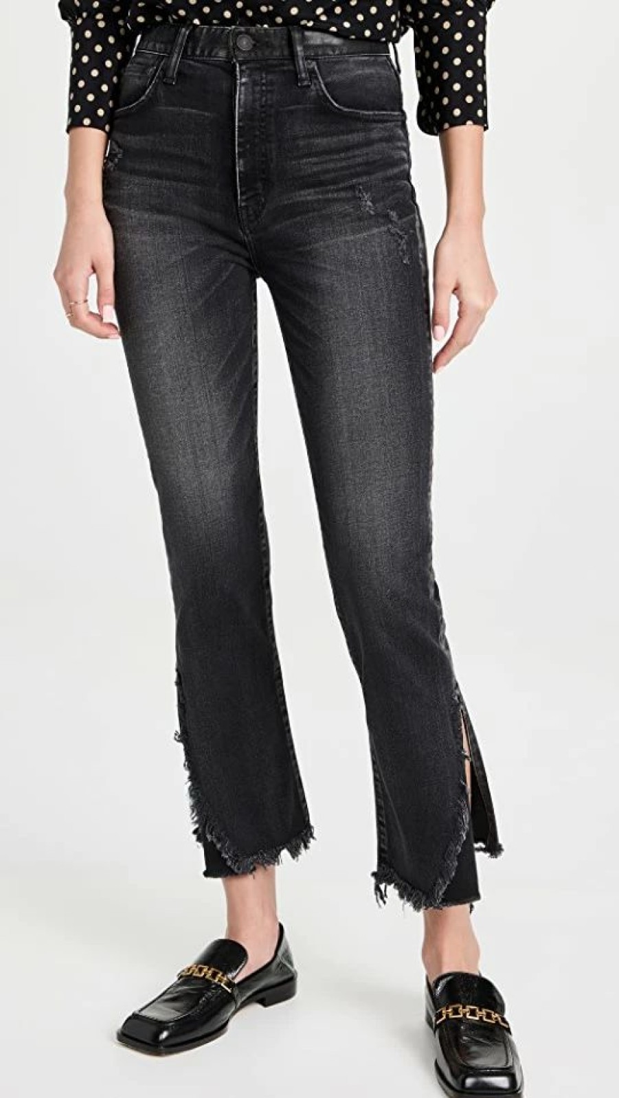 Distressed Jeans * | Budget Moussy Vintage Mv Alhambra Flare-Hi Jeans Black