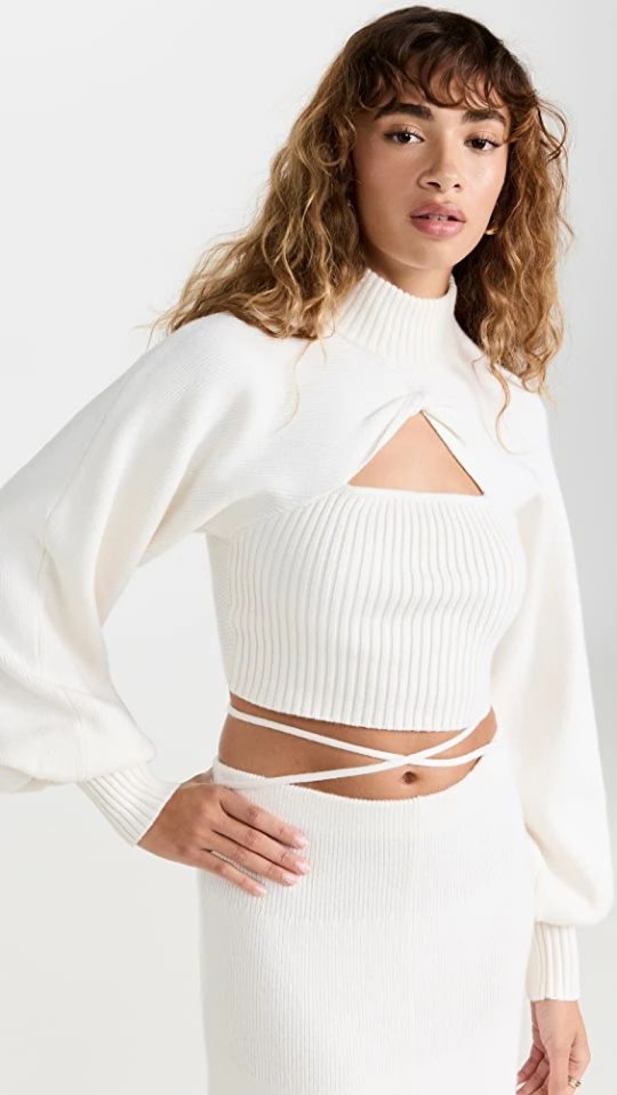 Turtle & Mock Necks * | Flash Sale Significant Other Lia Crop Knit Top Cream