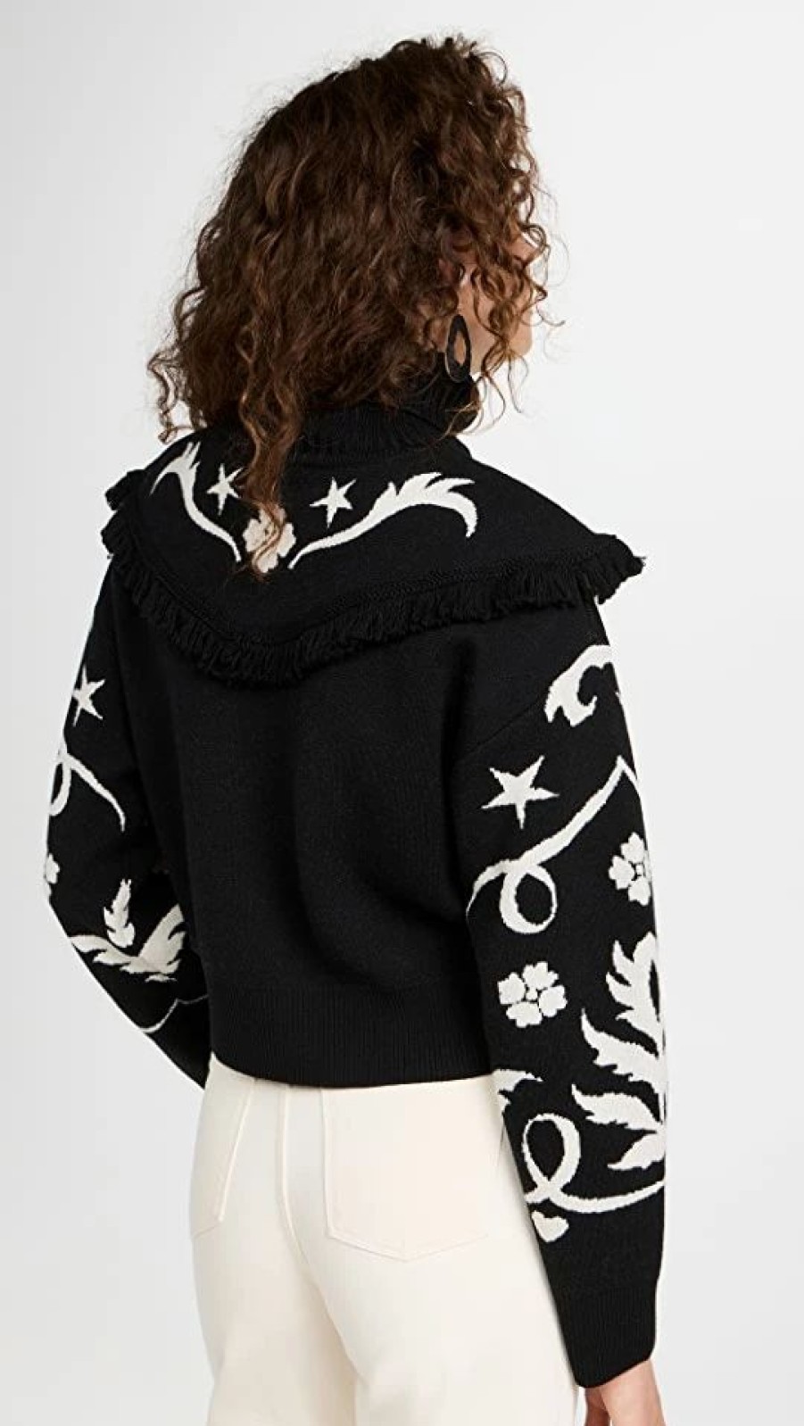 Turtle & Mock Necks * | Best Reviews Of Hayley Menzies Belle Starr Merino Jacquard Sweater Black