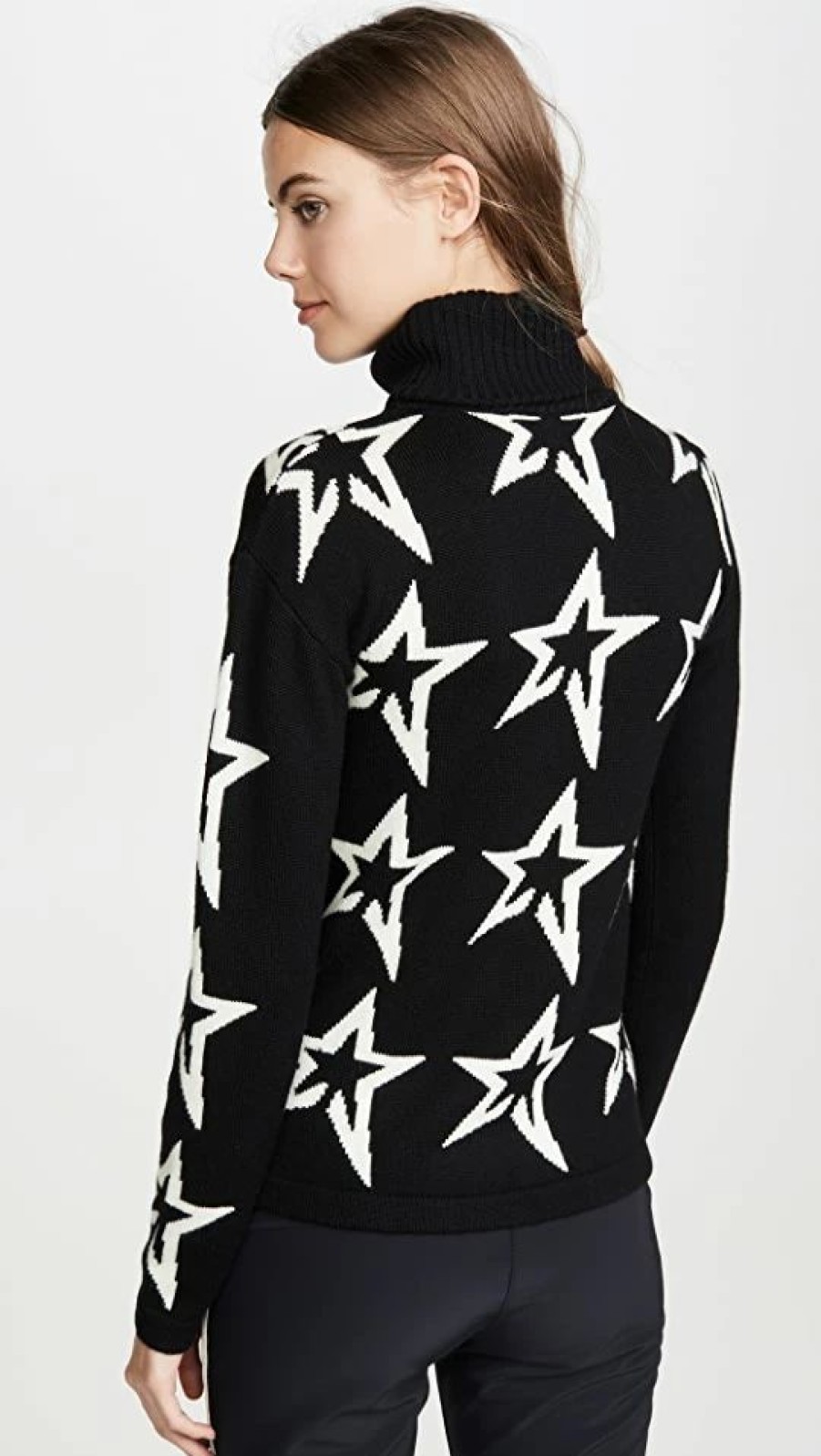 Turtle & Mock Necks * | Best Reviews Of Perfect Moment Star Dust Sweater Black/Snow White Star