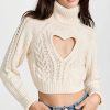 Turtle & Mock Necks * | Outlet For Love & Lemons Vera Cropped Cutout Sweater Cream