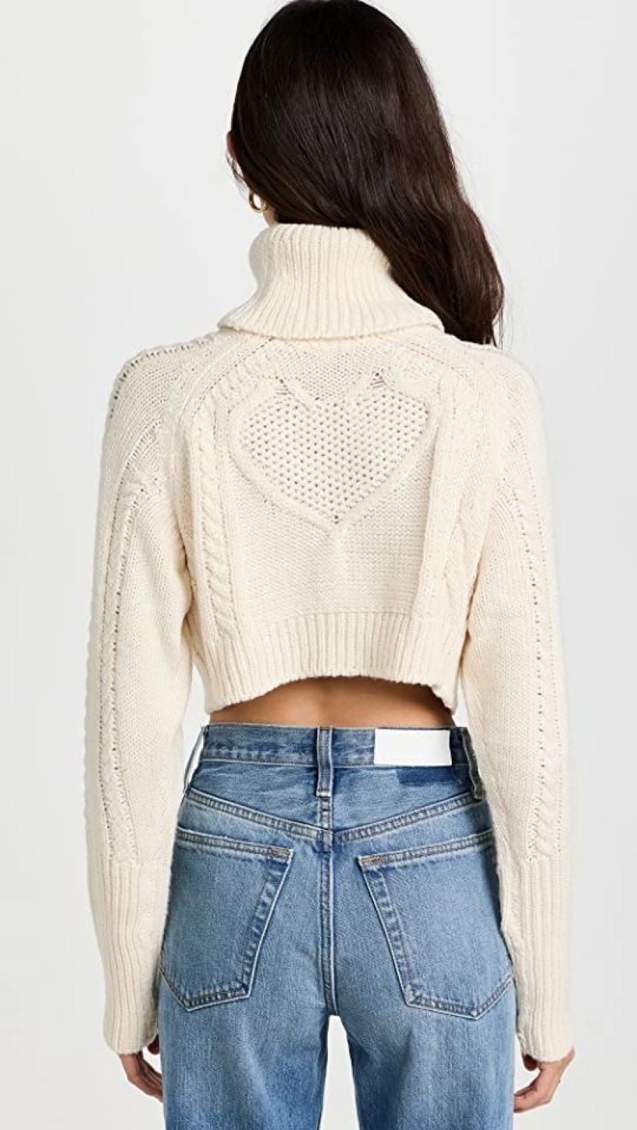 Turtle & Mock Necks * | Outlet For Love & Lemons Vera Cropped Cutout Sweater Cream