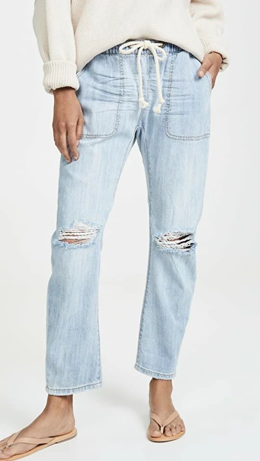 Distressed Jeans * | Coupon One Teaspoon Shabbies Drawstring Boyfriend Jeans Hustler