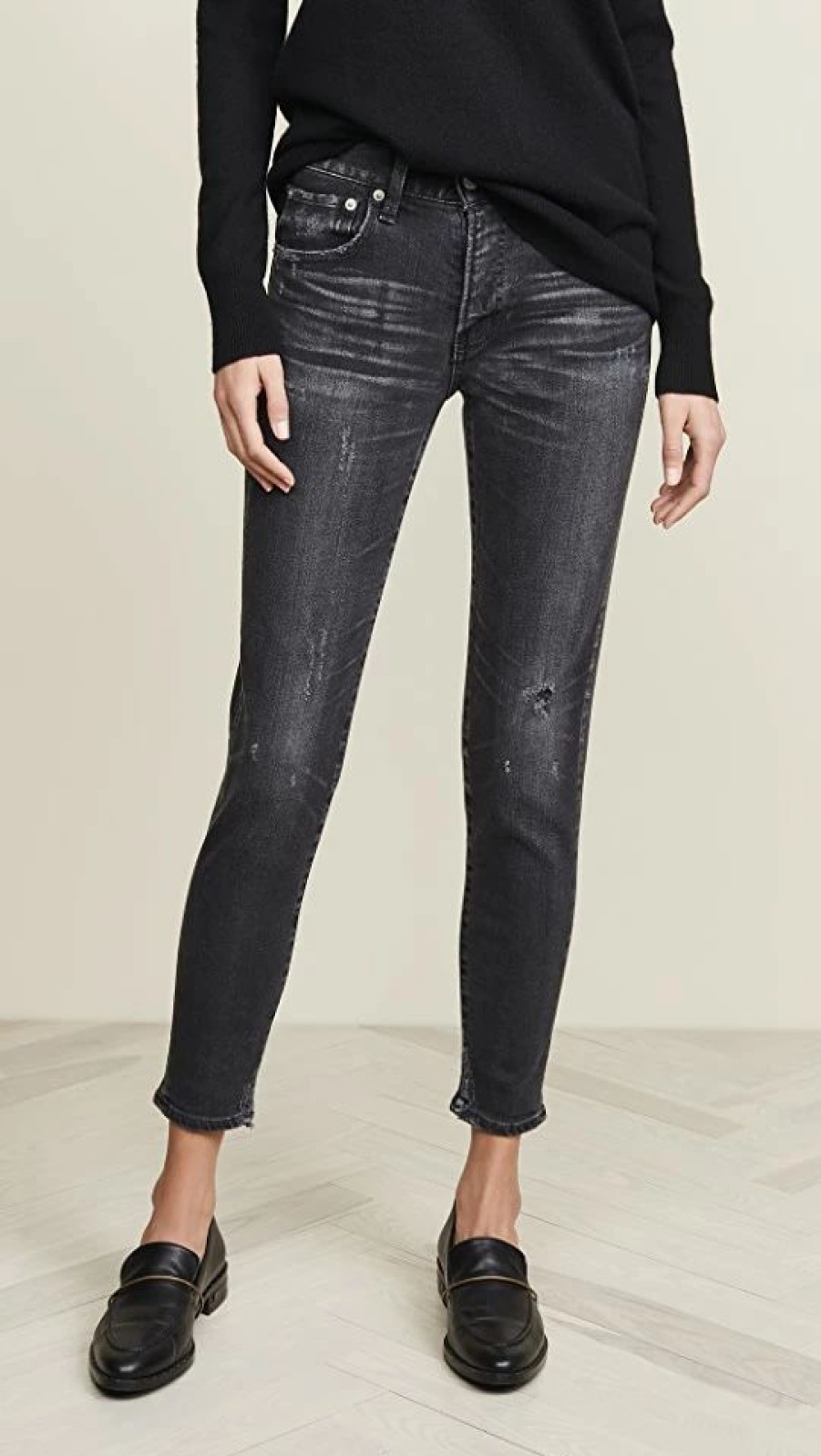 Distressed Jeans * | Wholesale Moussy Vintage Mv Velma Skinny Jeans Black