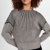 Turtle & Mock Necks * | Cheap Varley Grant Knit Pullover Mid Grey/Light Grey