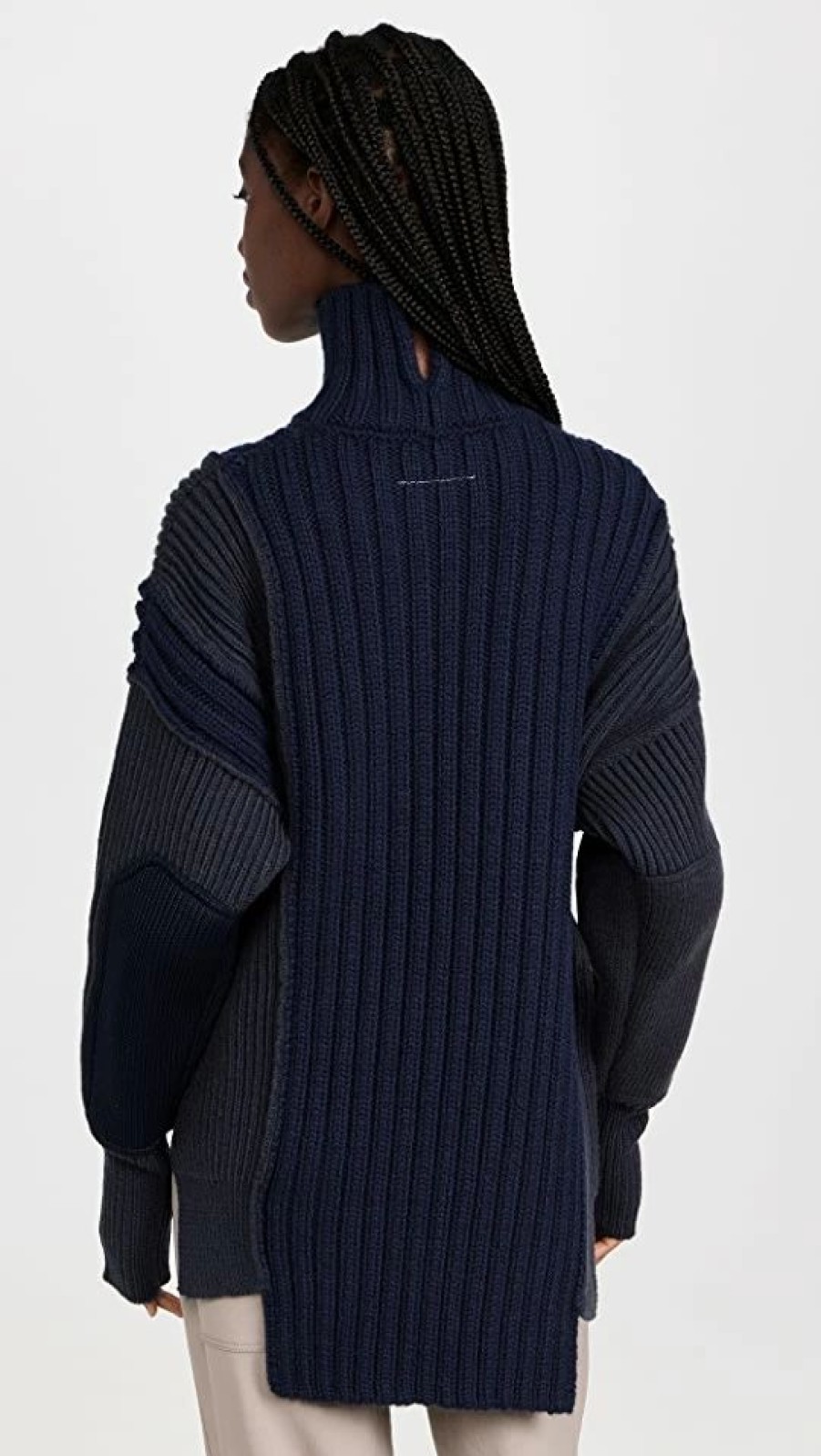 Turtle & Mock Necks * | Budget Mm6 Maison Margiela Patchwork Knitwear Sweater Navy