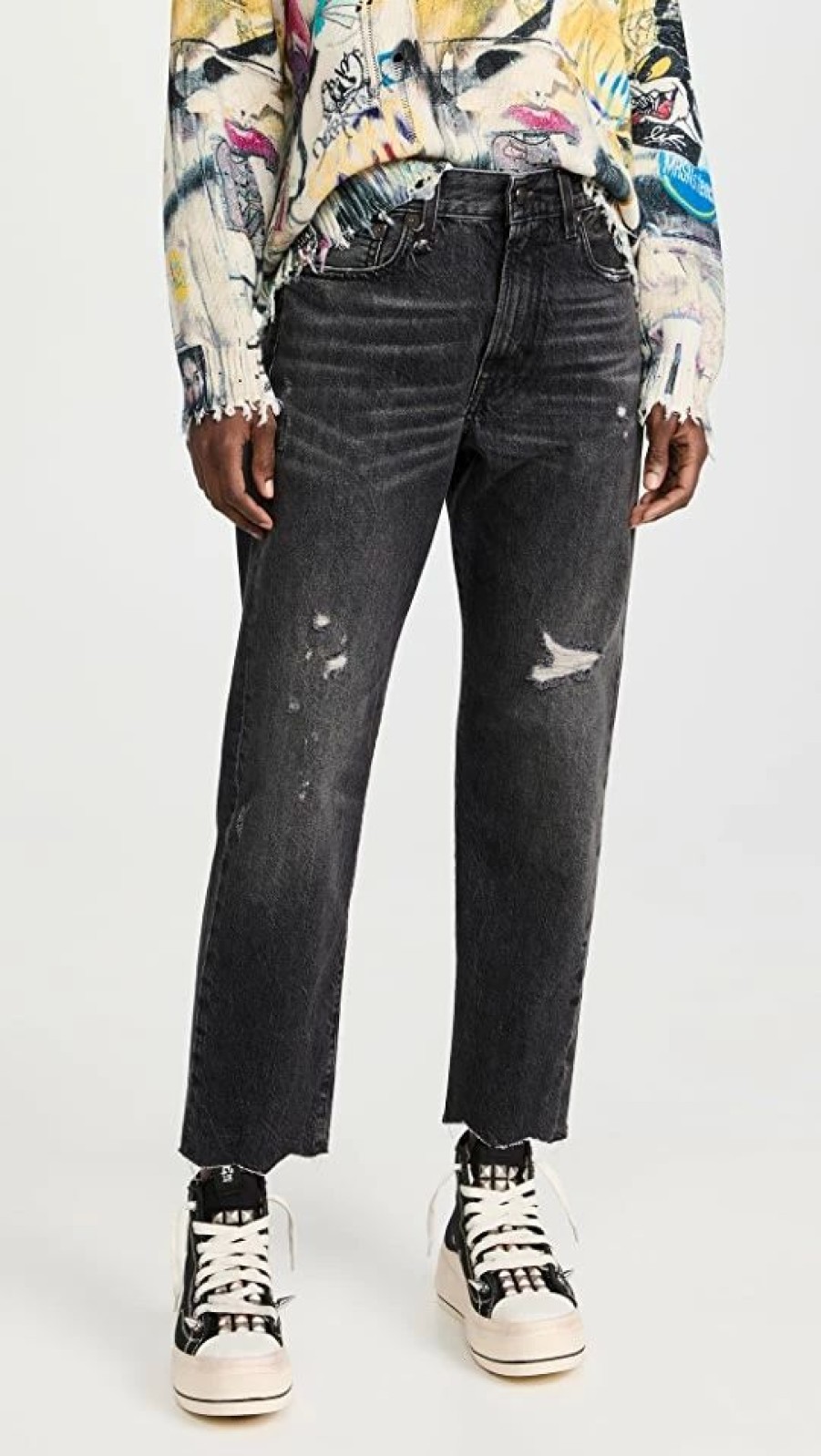 Distressed Jeans * | Outlet R13 Boyfriend Jeans Everit Black