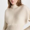 Turtle & Mock Necks * | Best Deal Tory Burch Ribbed Dolman Sleeve Knit Top Sand Khaki