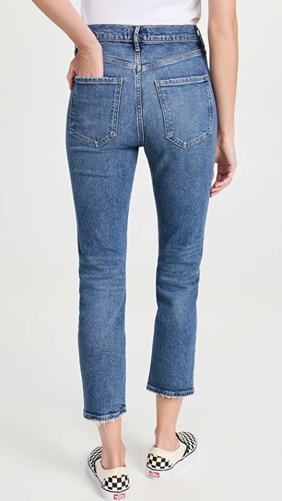 Distressed Jeans * | Cheap Agolde Riley High Rise Straight Crop Jeans Silence