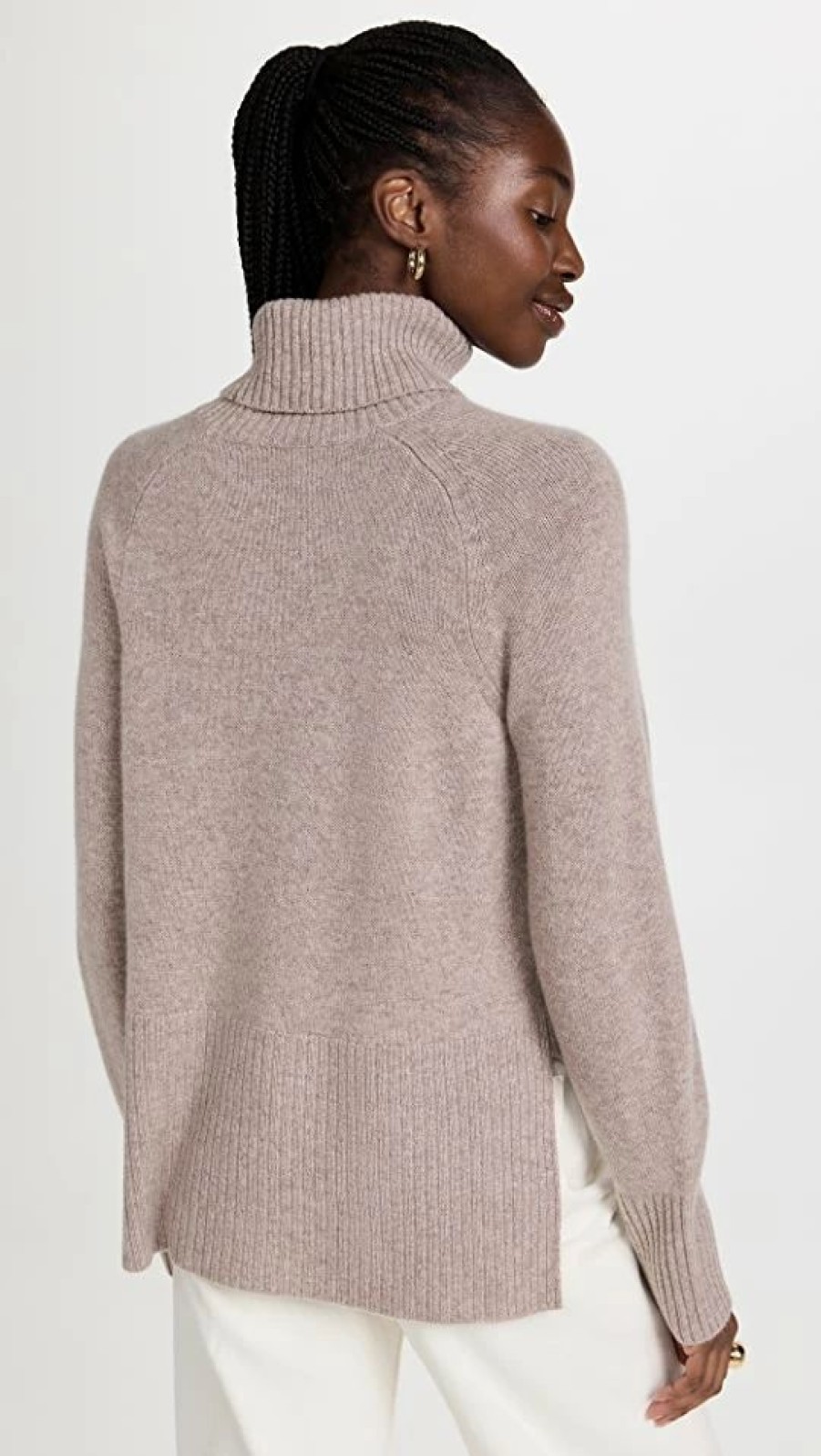 Turtle & Mock Necks * | Brand New Veronica Beard Lerato Cashmere Sweater Taupe