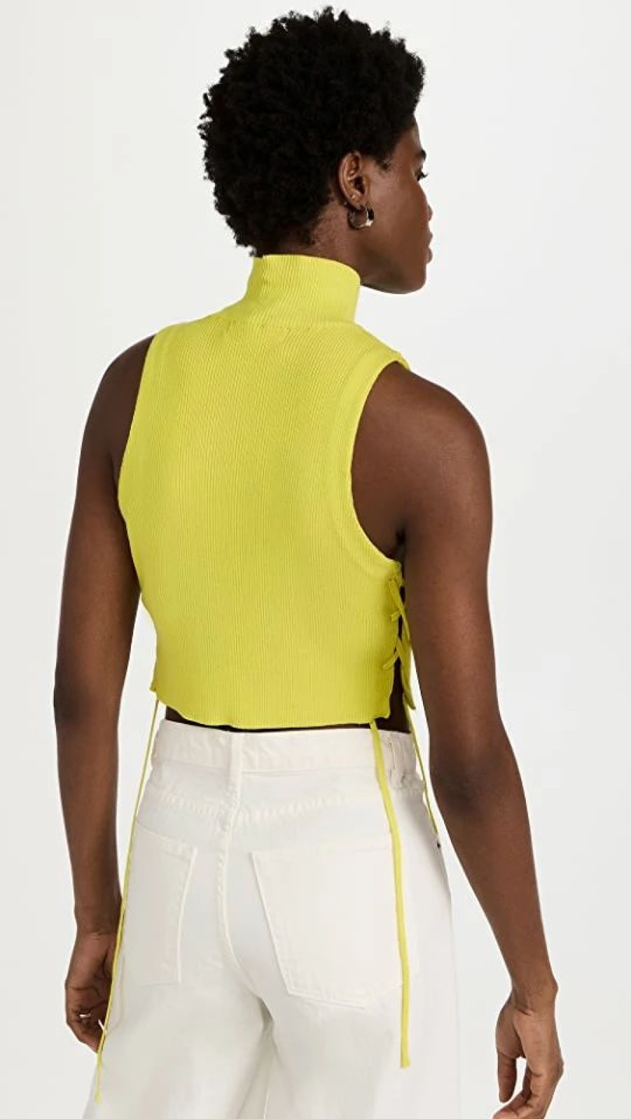 Turtle & Mock Necks * | Buy Rokh Vest Knit Top With Side Strap Neon