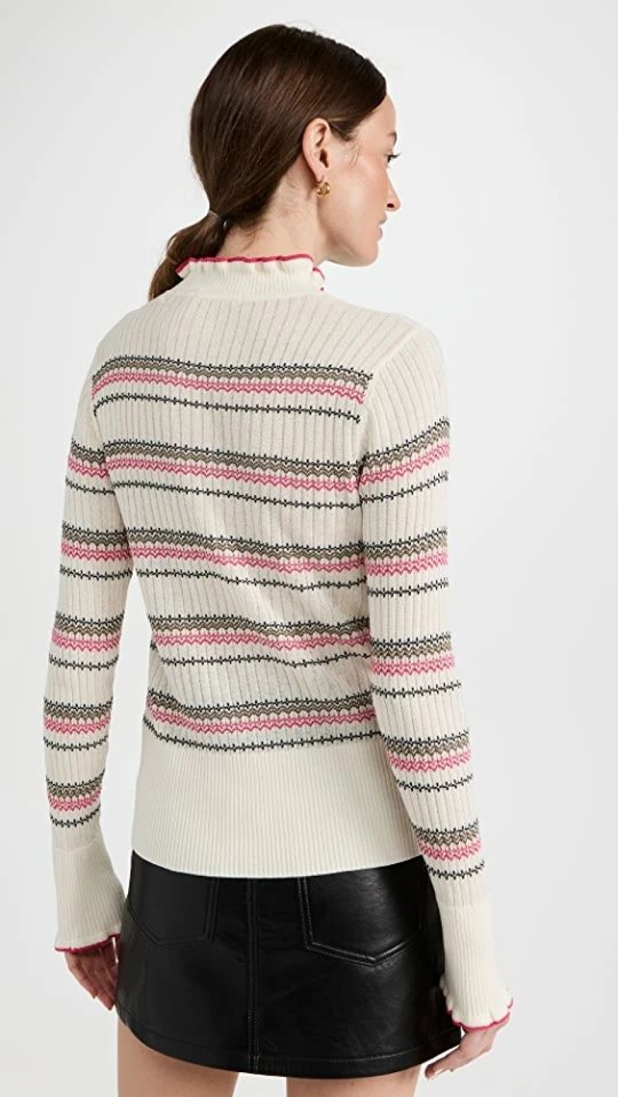 Turtle & Mock Necks * | New Scotch & Soda Fair Isle Stripe Pullover Vanilla White