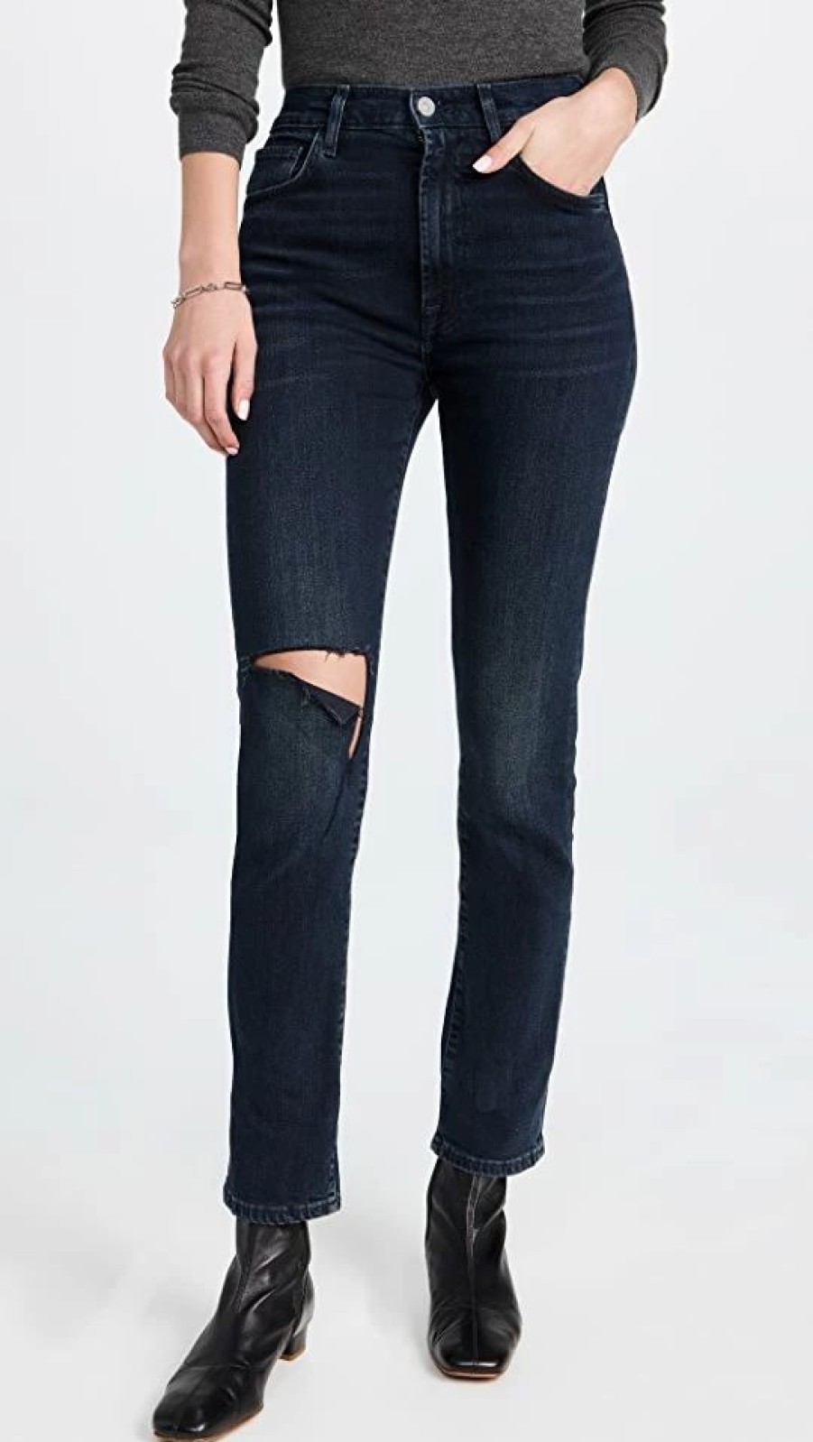 Distressed Jeans * | Best Sale 7 For All Mankind Easy Slim Jeans Sunbeam Ripped