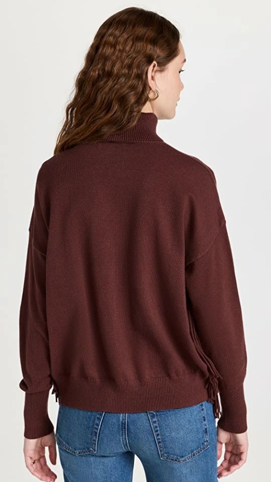 Turtle & Mock Necks * | Top 10 Line & Dot Samantha Fringe Pullover Cinnamon