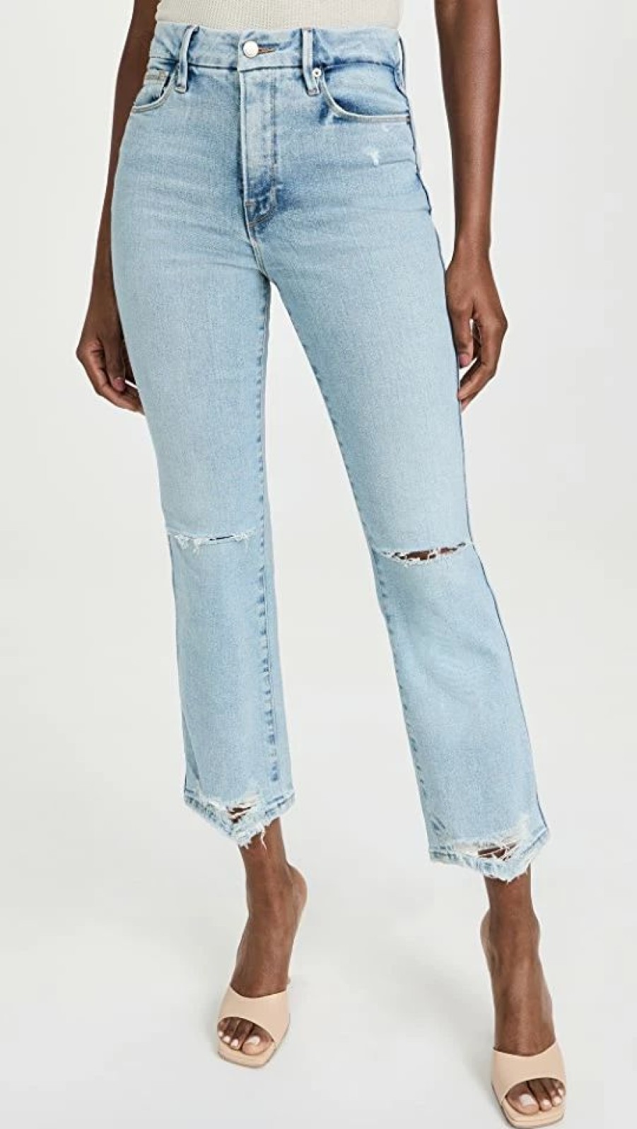 Distressed Jeans * | Best Sale Good American Good Curve Straight Jeans Indigo035