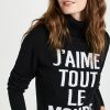 Turtle & Mock Necks * | Budget Cinq A Sept Jaime Tout Le Monde Turtleneck Pullover Black/White