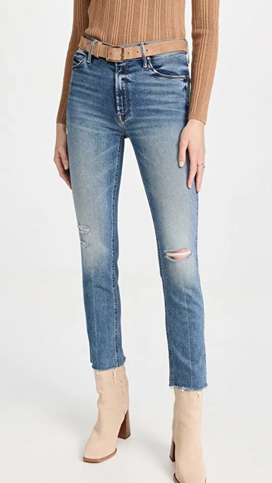 Distressed Jeans * | Hot Sale Mother The Mid Rise Dazzler Ankle Fry Jeans Going In Circles