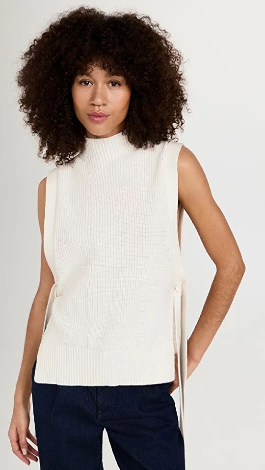 Turtle & Mock Necks * | Top 10 3.1 Phillip Lim Chunky Cotton Rib Sweater With Ties Ivory