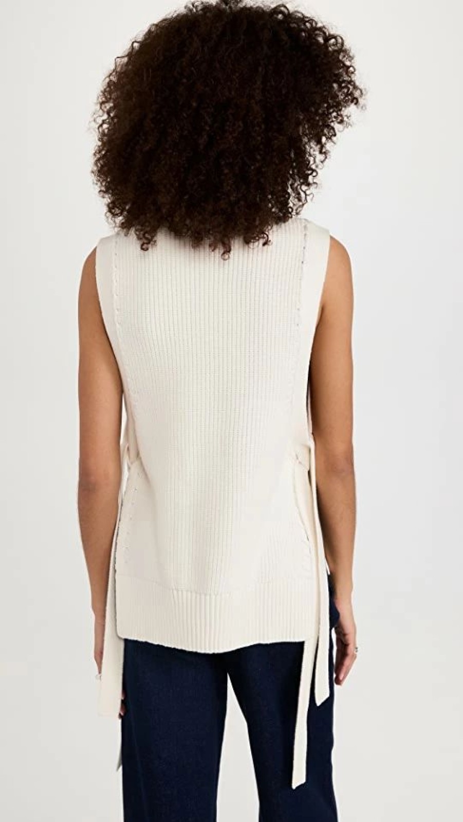 Turtle & Mock Necks * | Top 10 3.1 Phillip Lim Chunky Cotton Rib Sweater With Ties Ivory