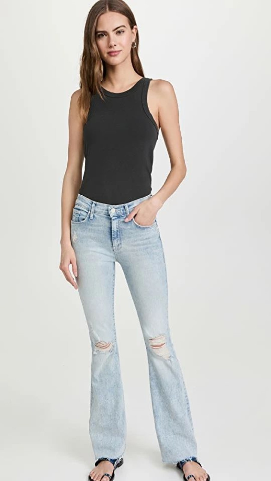 Distressed Jeans * | Best Sale Mother The Weekender Fray Jeans Action Shot