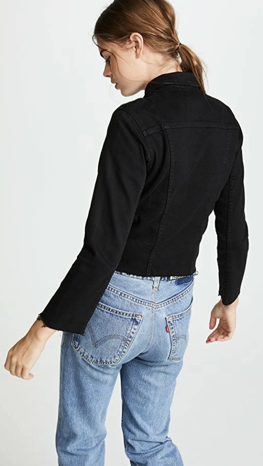 Jean Jackets * | Cheapest L'Agence Janelle Slim Raw Jacket Saturated Black