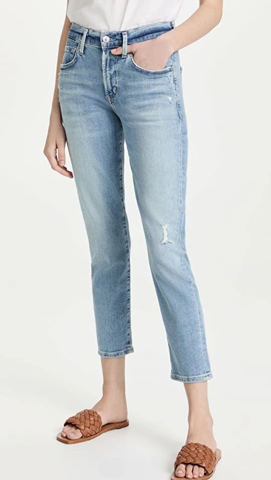 Distressed Jeans * | Flash Sale Citizens Of Humanity Ella Mid Rise Slim Crop Jeans Carmine