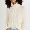 Turtle & Mock Necks * | Buy One Teaspoon Poison Cable Knit Sweater Creme