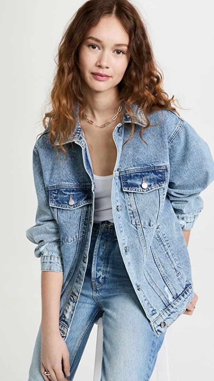 Jean Jackets * | Deals Anine Bing Rory Denim Jacket Vintage Blue