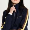 Turtle & Mock Necks * | Promo Tory Burch Knit Quarter Zip Pullover Tory Navy