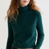 Turtle & Mock Necks * | Cheap Line Freya Cropped Turtleneck Bottle Green