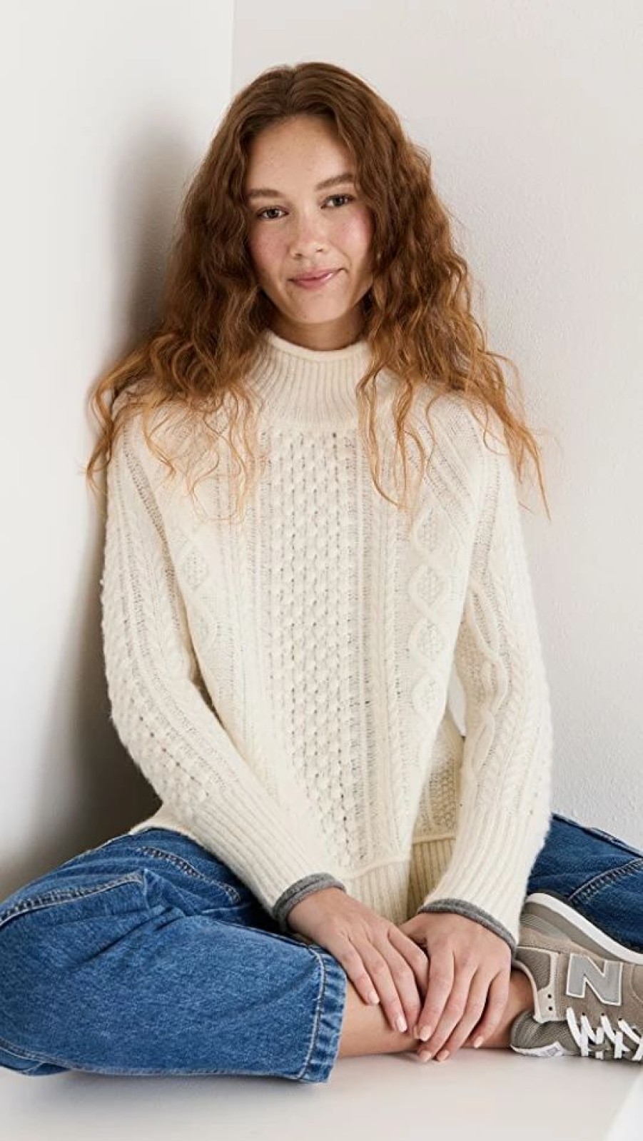 Turtle & Mock Necks * | Buy Alex Mill Camil Cable Sweater Ivory