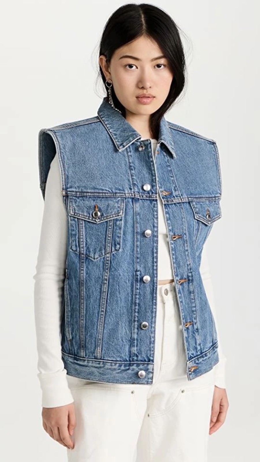 Jean Jackets * | Outlet Alexander Wang Bonded Oversized Denim Vest Vintage Medium Indigo