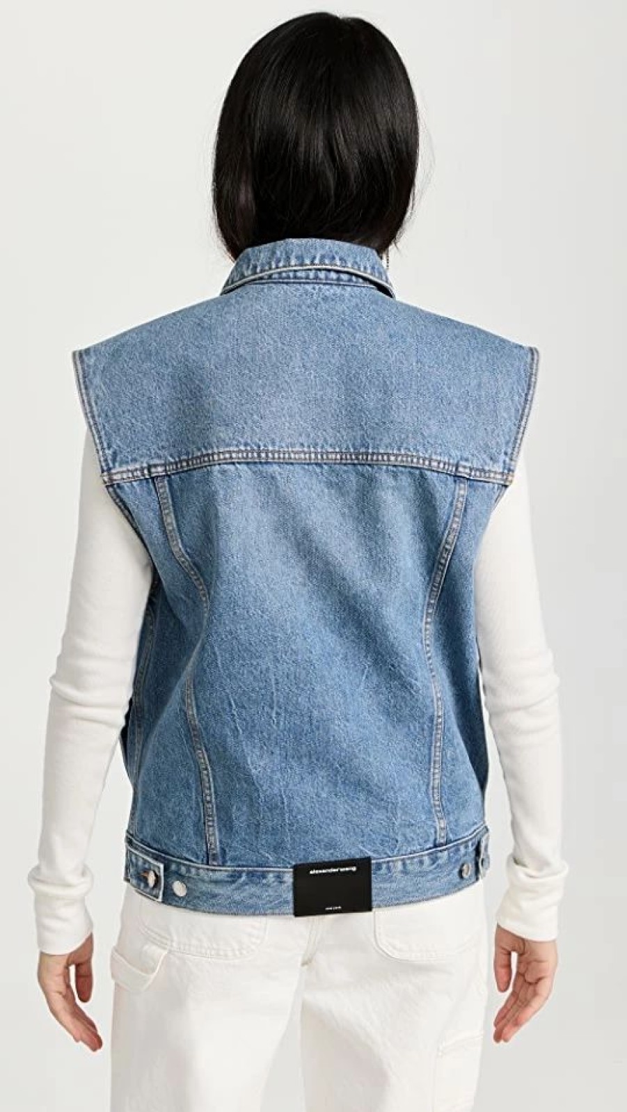 Jean Jackets * | Outlet Alexander Wang Bonded Oversized Denim Vest Vintage Medium Indigo