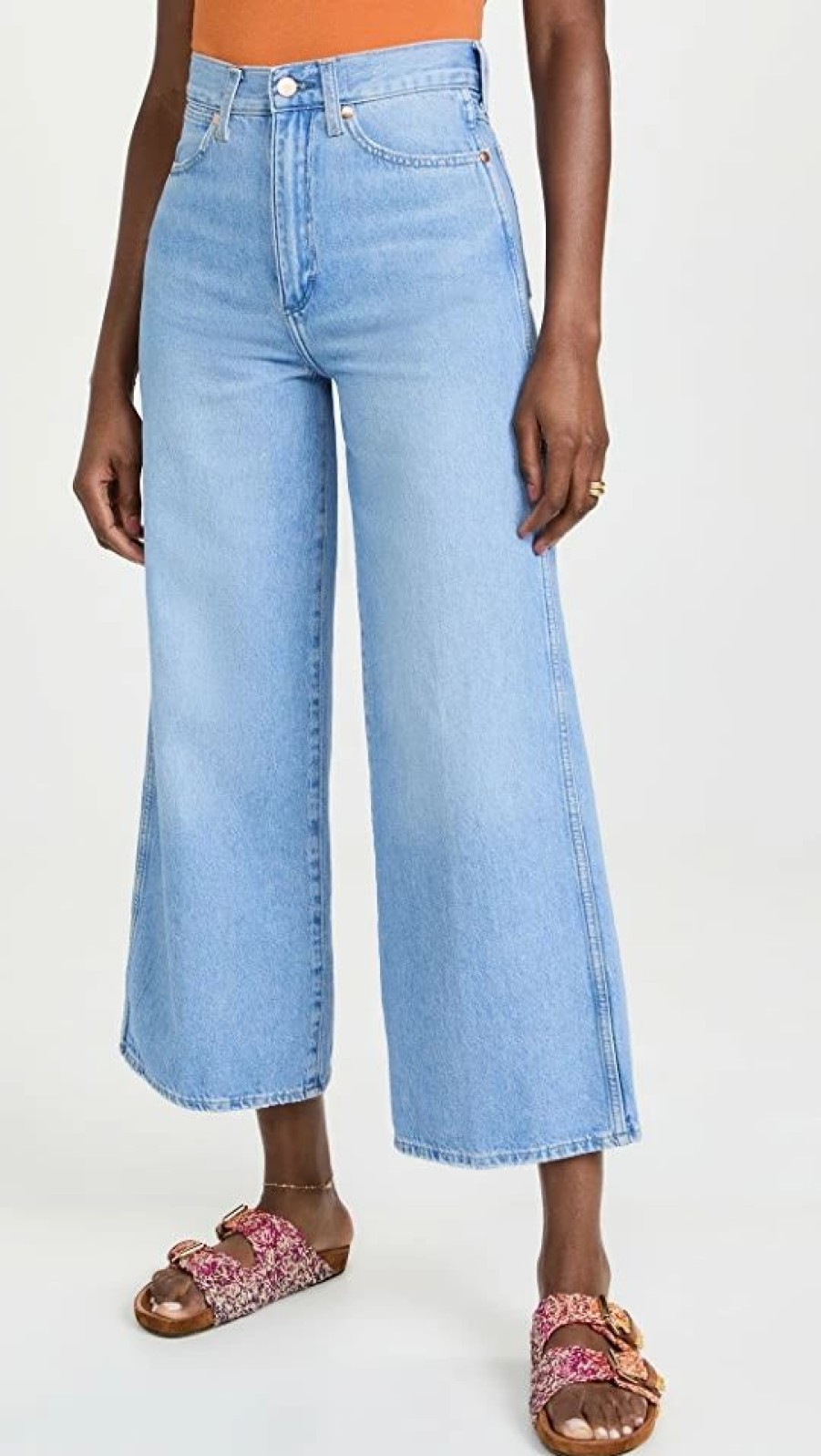 Distressed Jeans * | Outlet Wrangler Worldwide High Rise Wide Leg Jeans Crystal Ice