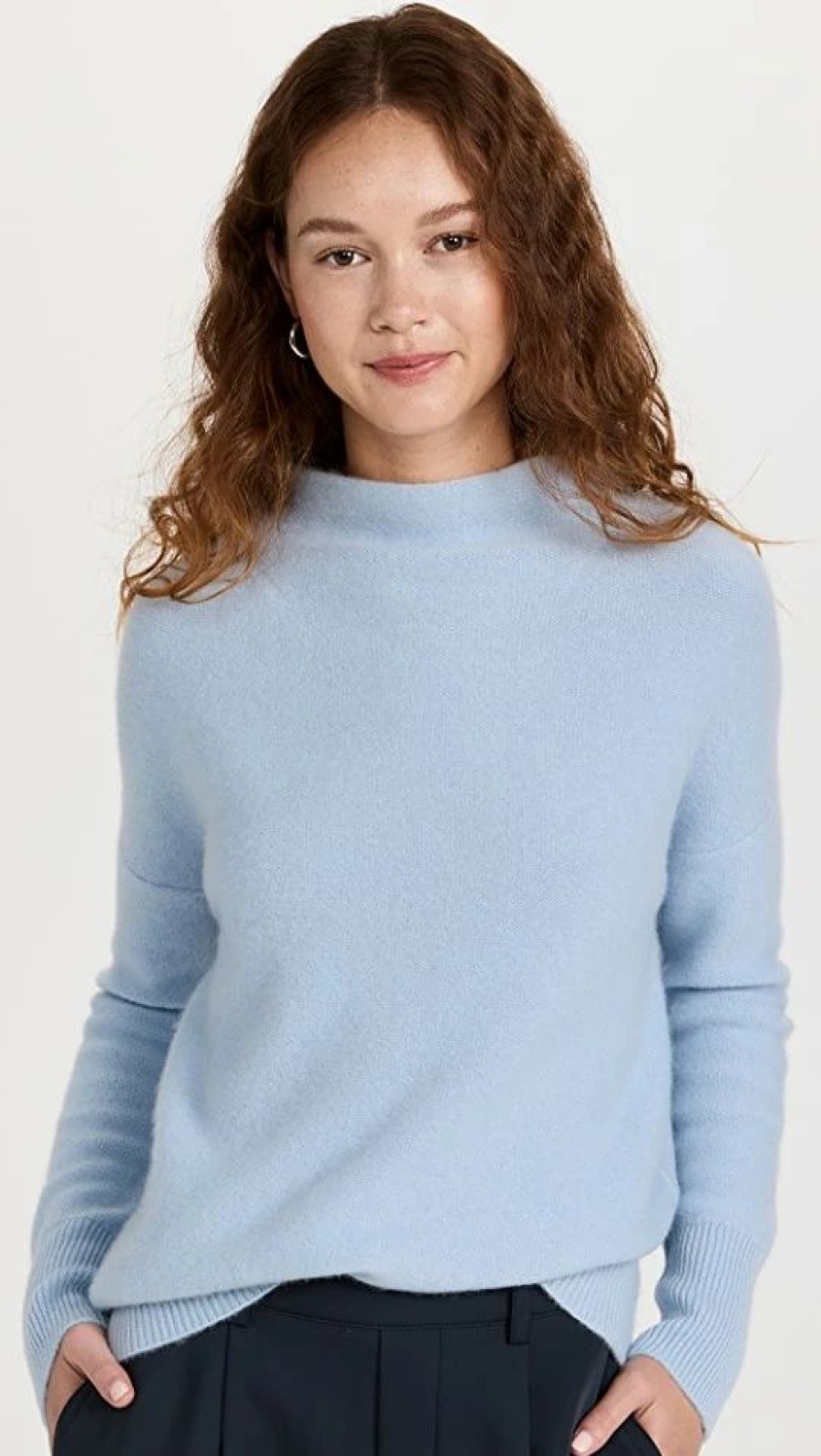 Turtle & Mock Necks * | Best Sale Vince Funnel Neck Cashmere Sweater Lt Tide